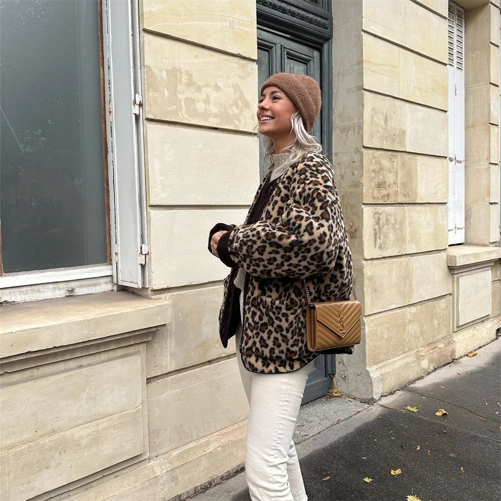 Hailey - Stilvolle Chic Leopard-Print O-Neck Herbstjacke für Damen