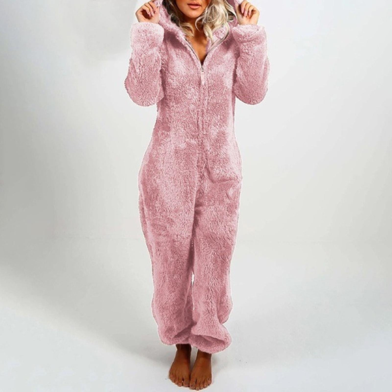 Tessa - Stilvolle Schicke Winter Overall Pyjama mit Kapuze für Damen