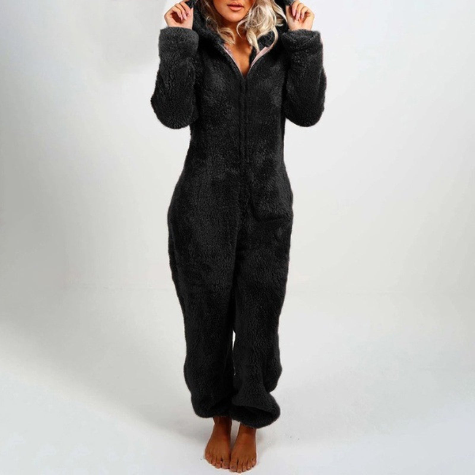 Tessa - Stilvolle Schicke Winter Overall Pyjama mit Kapuze für Damen