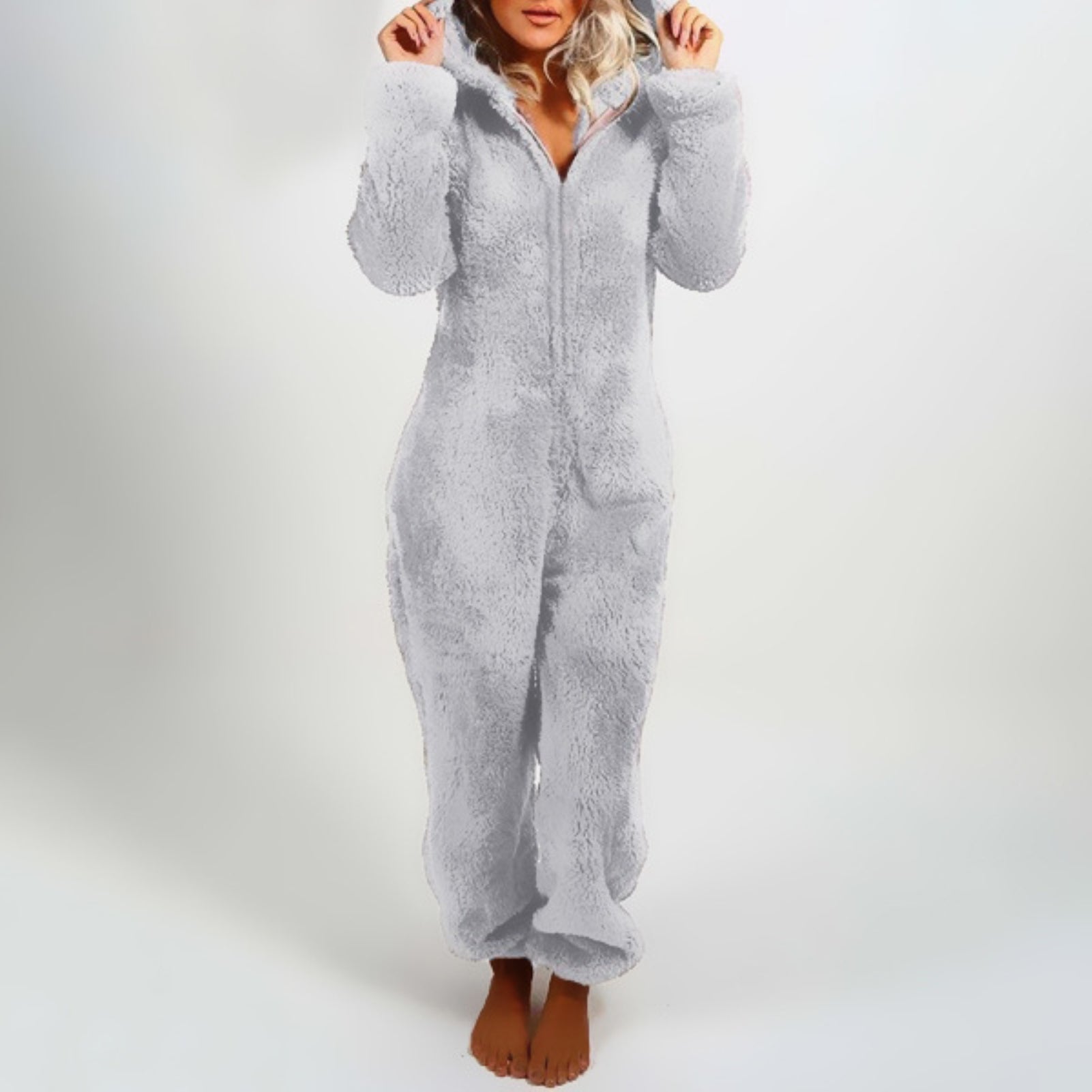 Tessa - Stilvolle Schicke Winter Overall Pyjama mit Kapuze für Damen