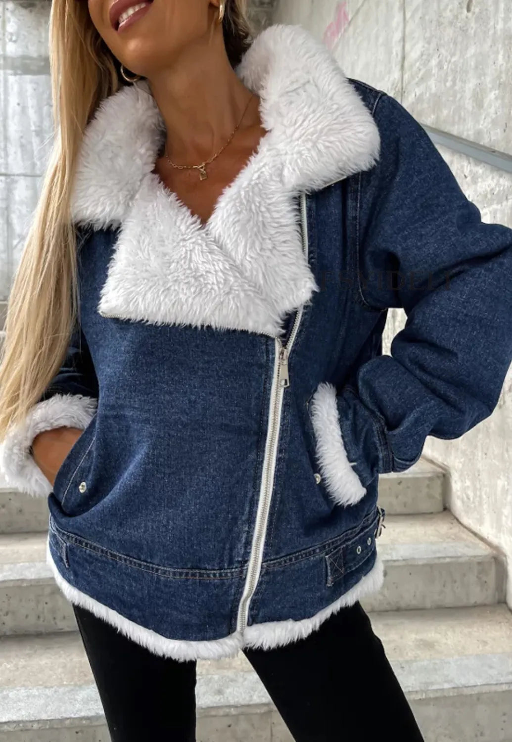 Penelope - Lässige Winter-Blaue Fleecejacke für Damen