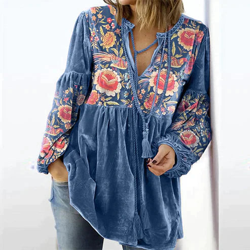 Noelle - Frauen Bluse mit Vintage Print