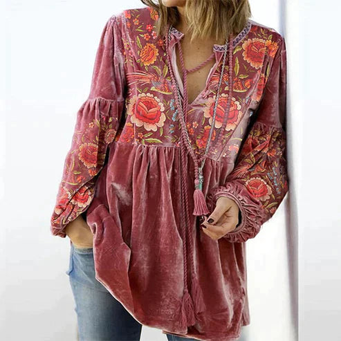 Noelle - Frauen Bluse mit Vintage Print