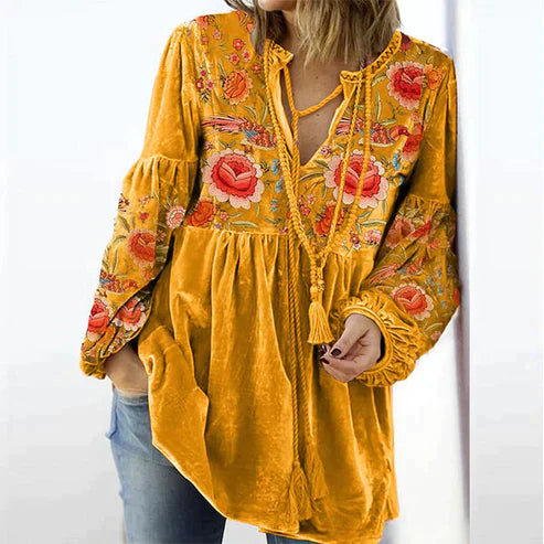 Noelle - Frauen Bluse mit Vintage Print