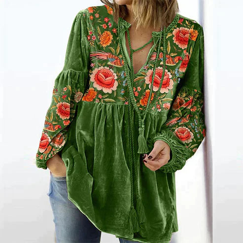 Noelle - Frauen Bluse mit Vintage Print