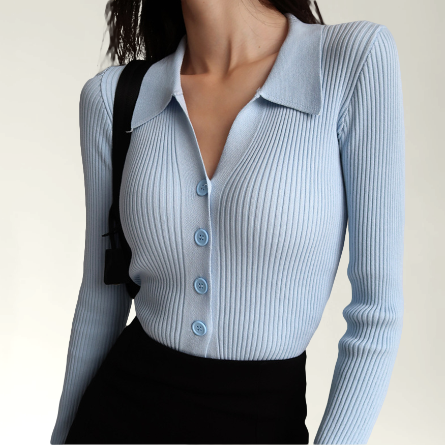 Bea - Schicke Herbst Slim Fit Gerippte Polo für Damen