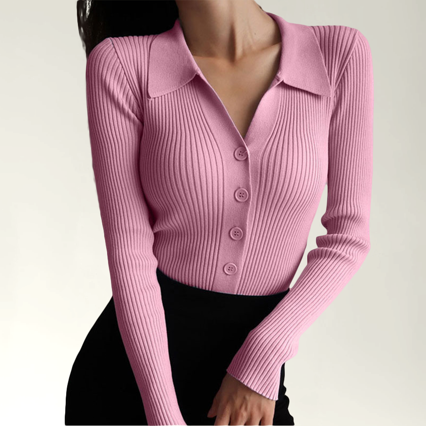 Bea - Schicke Herbst Slim Fit Gerippte Polo für Damen