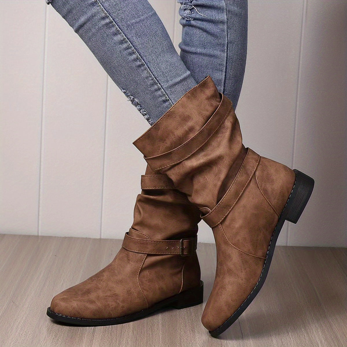 Julie - Lässige Herbst Vintage Slouchy Schnallen Stiefeletten für Damen