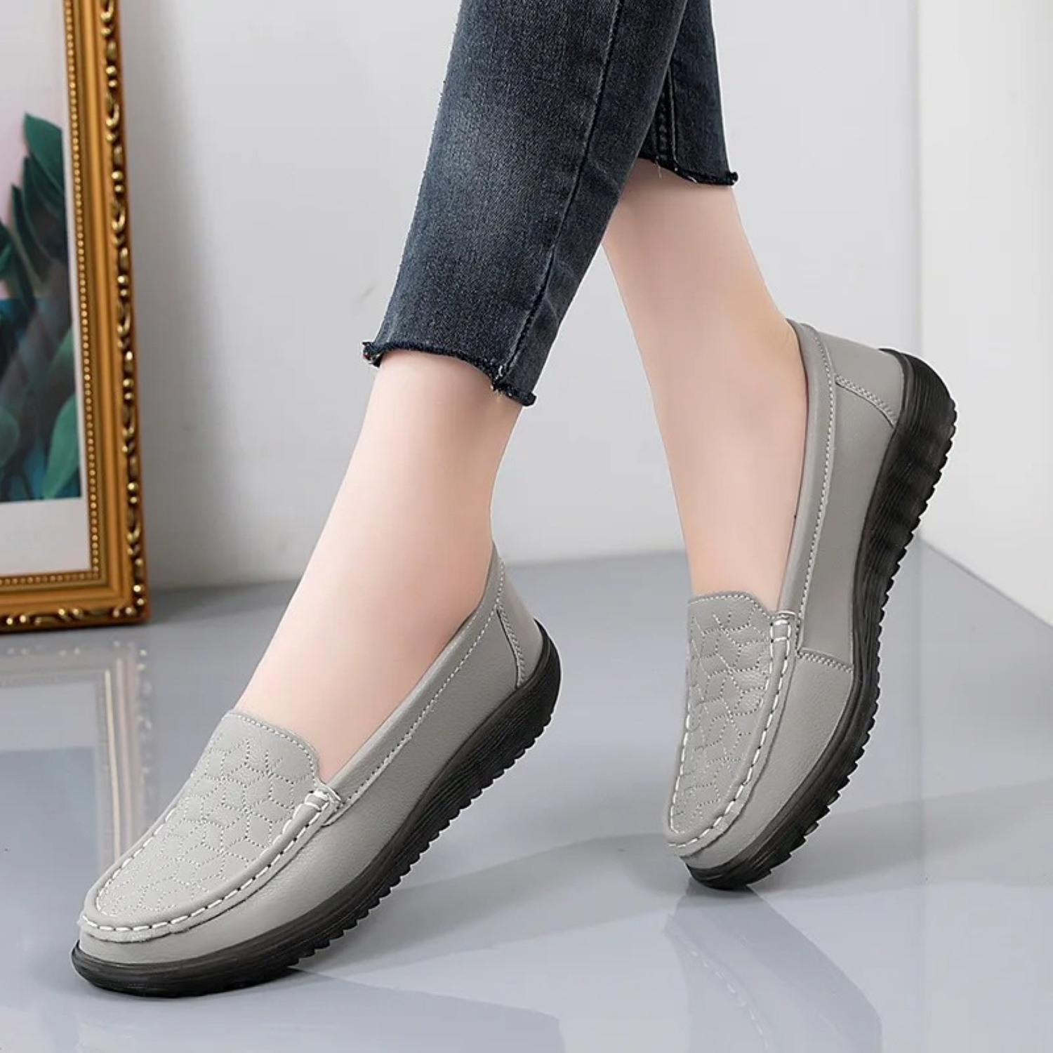 Silka – Damen-Loafer aus Leder mit Reliefmuster