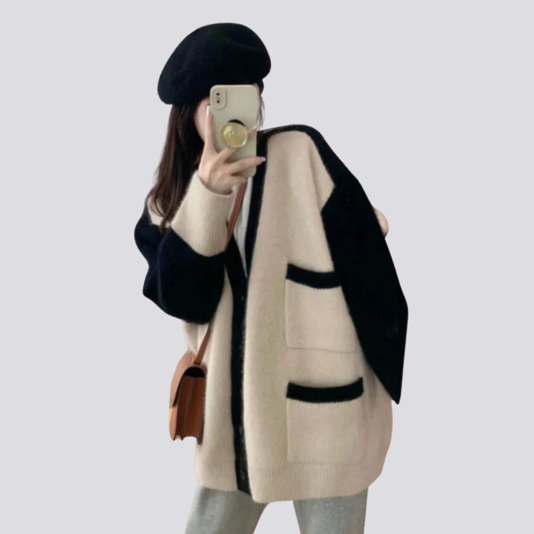 Emery - Oversized-Pullover mit kontrastierenden Bündchen