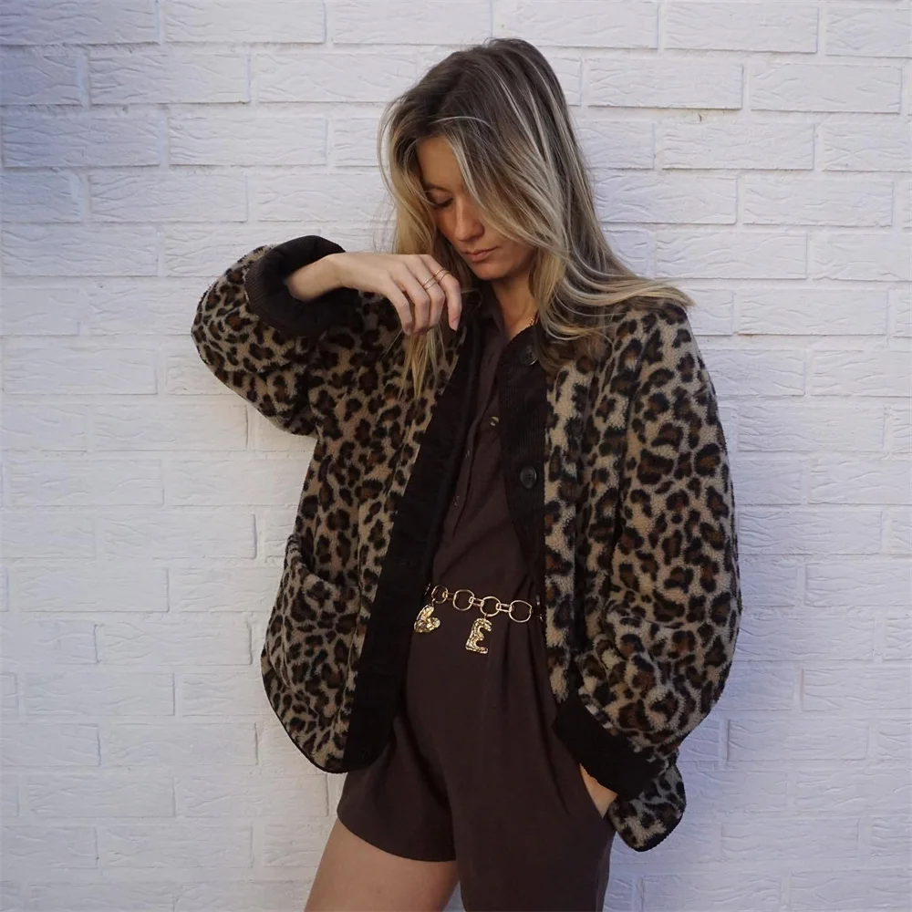 Hailey - Stilvolle Chic Leopard-Print O-Neck Herbstjacke für Damen