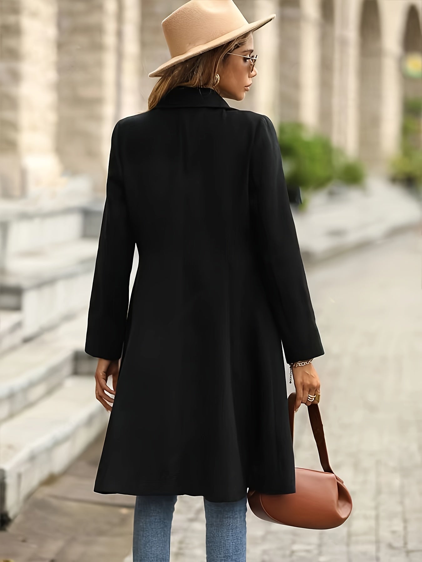 Ruby - Stilvolle Klassische Schwarze Ausgestellte Herbstjacke für Damen