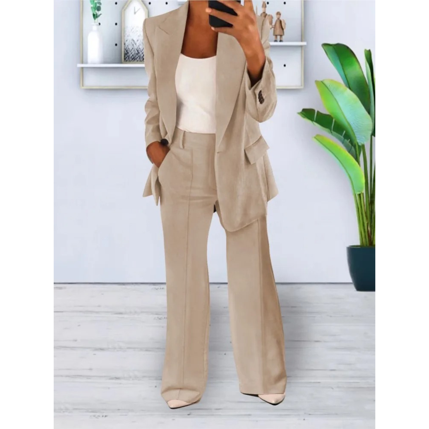 Vexa – farbiges, lässiges Set aus Blazer und Hose mit Tasche