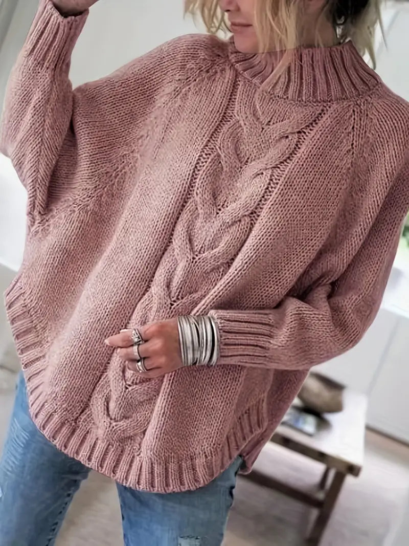 Lily - Vintage Pullover mit geschwungenem Saum und Fledermausärmeln