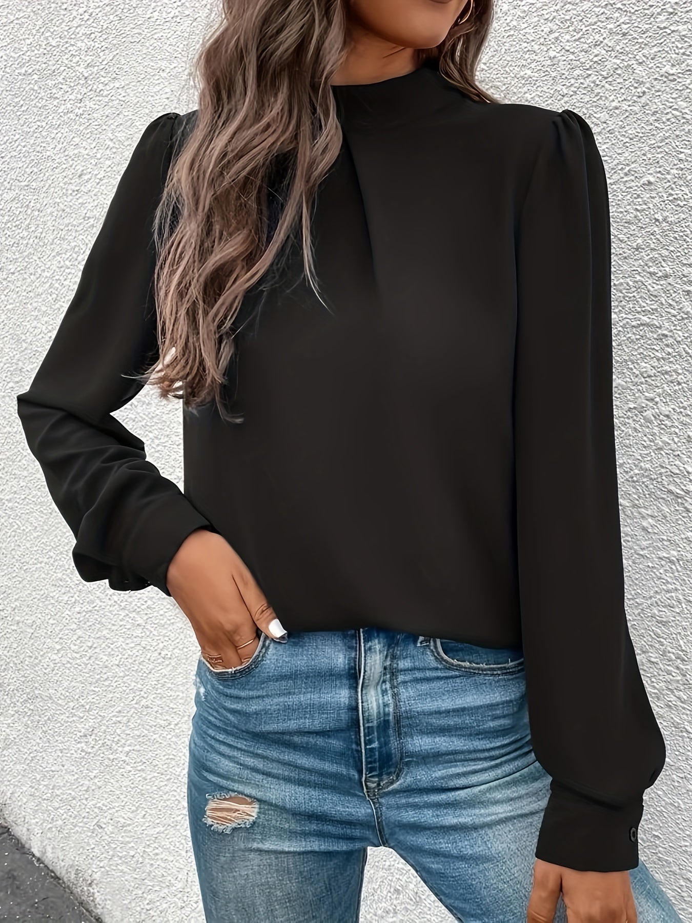 Kaliyah - Elegante Schicke Herbst Bluse in Schwarz für Damen