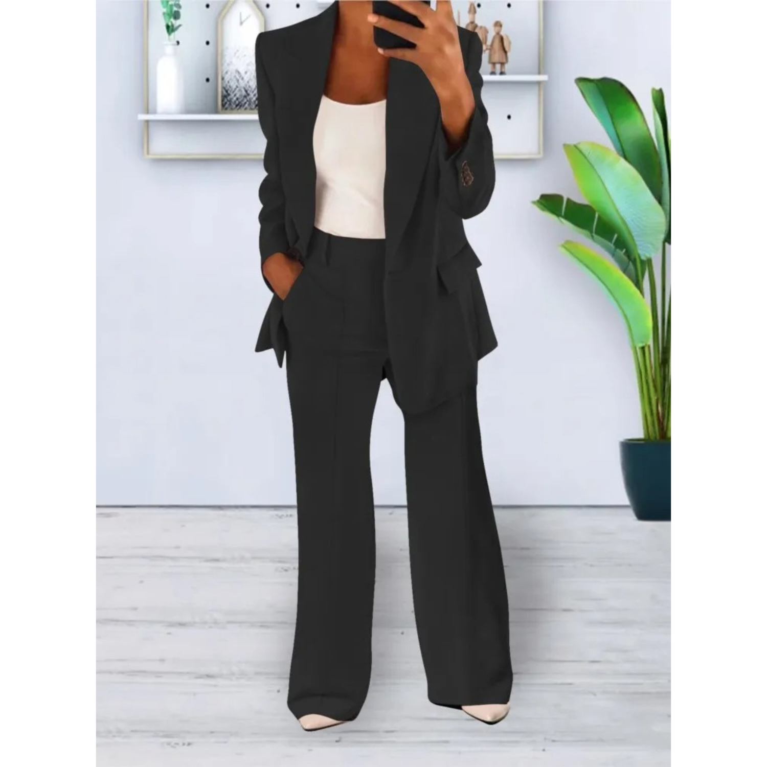 Vexa – farbiges, lässiges Set aus Blazer und Hose mit Tasche