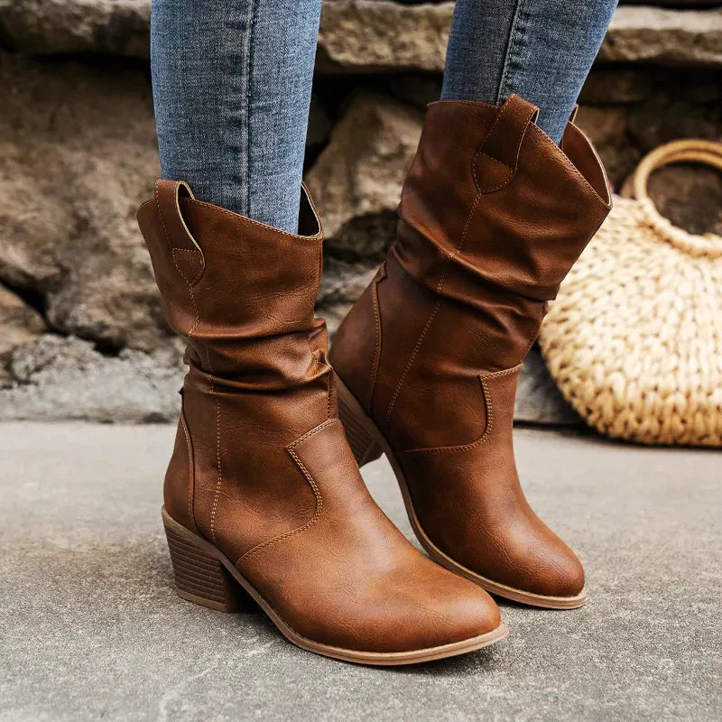 Amara - Schicke Stilvolle Herbst Western Cowboy Stiefel für Damen