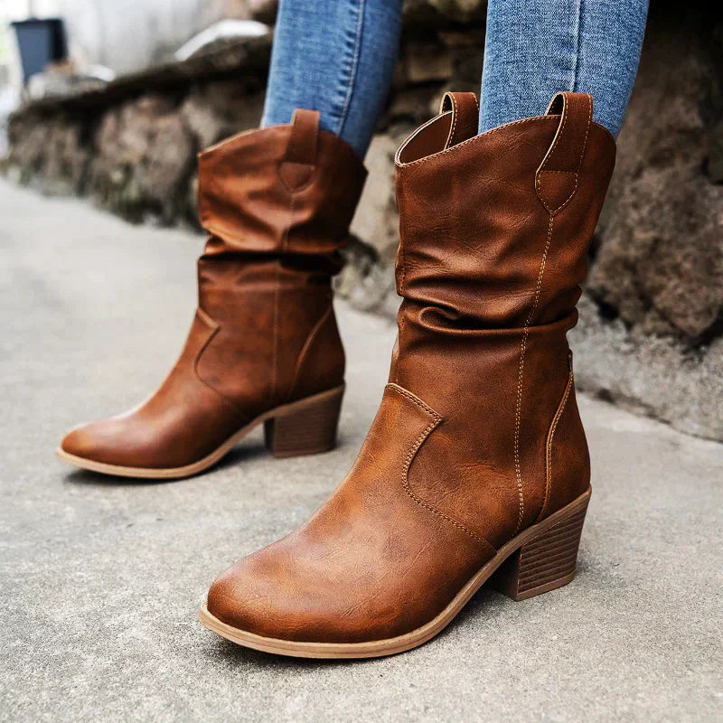 Amara - Schicke Stilvolle Herbst Western Cowboy Stiefel für Damen