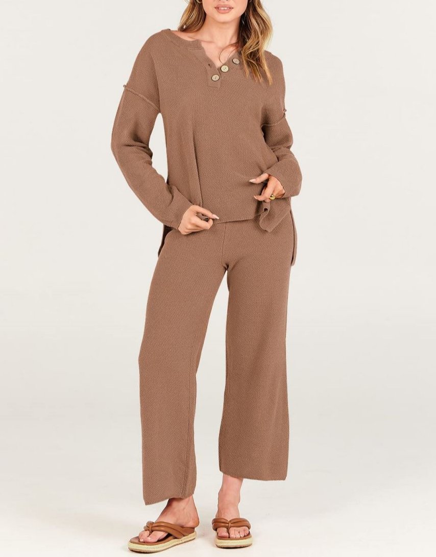 Demi - Lässiges Herbst Oversize Strick Loungewear Set für Damen