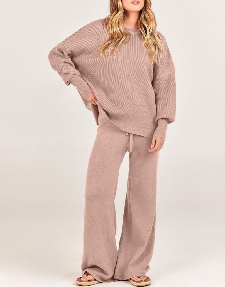 Kate - Lässiges Herbst-Oversize-Pullover-Set mit Weiten Beinen für Damen