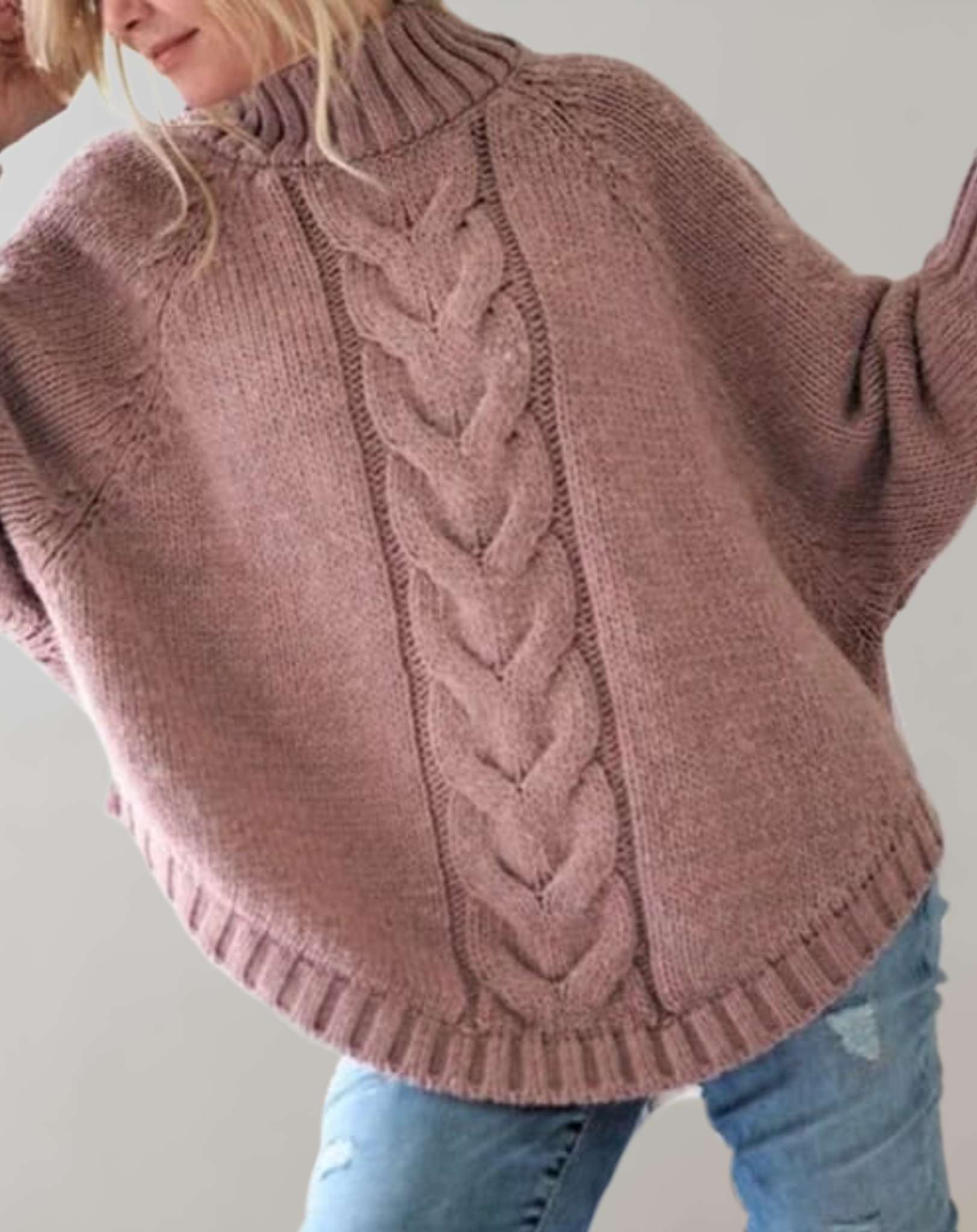 Asha -  Übergroßer Rollkragen Strickpullover Sweater