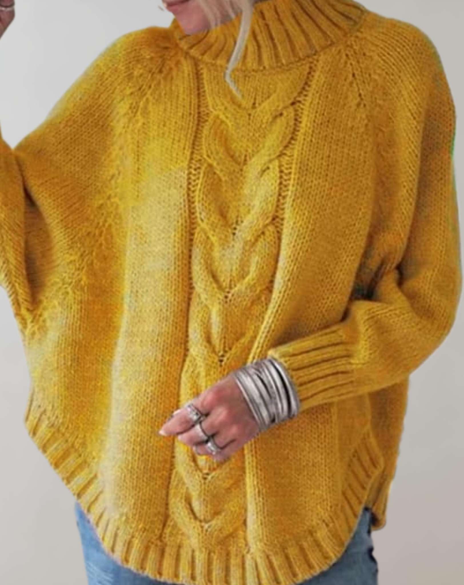 Asha -  Übergroßer Rollkragen Strickpullover Sweater