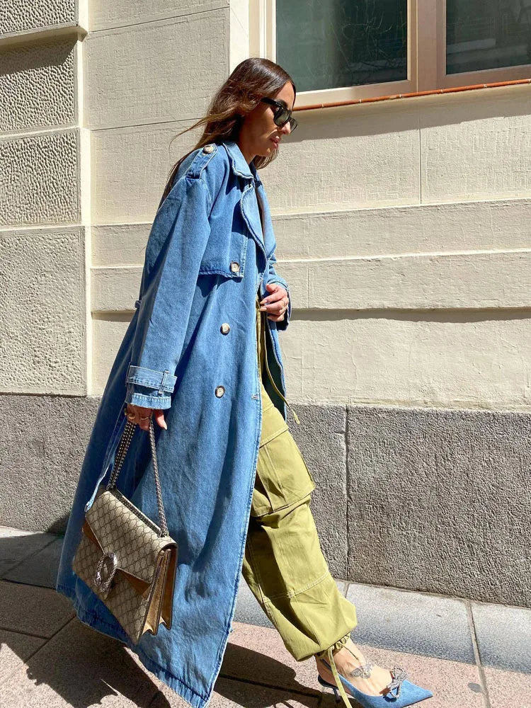 Laurie - Lässiger Herbst Denim Trenchcoat für Damen