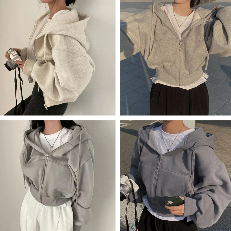 Julia - Lässiger Herbst Oversize Zip-Up Hoodie für Damen