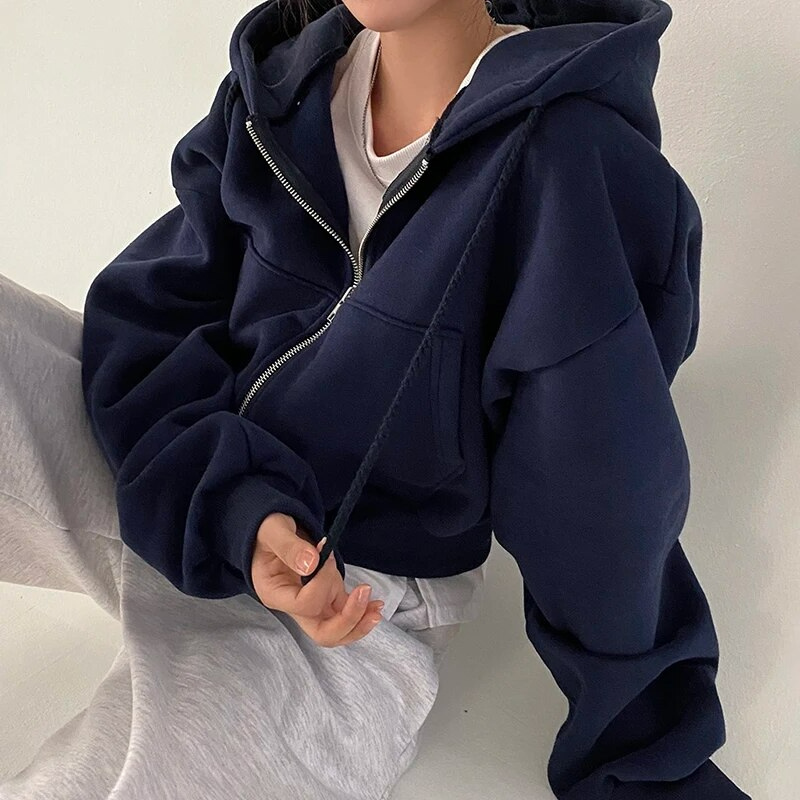 Julia - Lässiger Herbst Oversize Zip-Up Hoodie für Damen