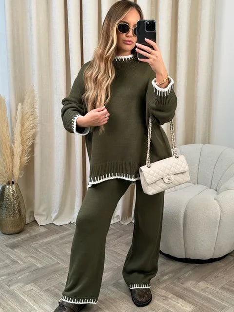 Emma - Schicker Herbst Eleganter Pullover und Hosen Set für Damen