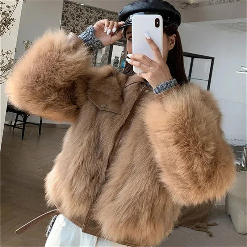 Jessa - Schicke und Lässige Winter Fluffy Fur Kurze Jacke für Damen