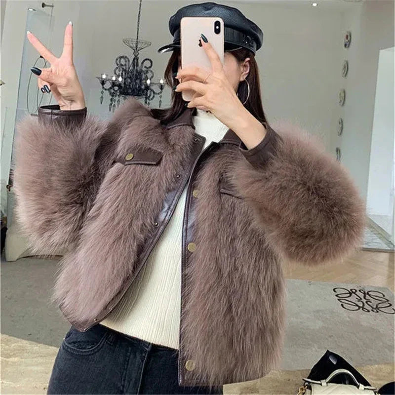 Jessa - Schicke und Lässige Winter Fluffy Fur Kurze Jacke für Damen