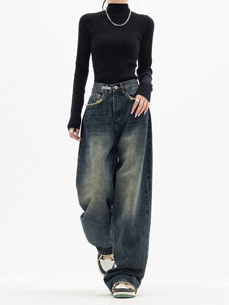 Lena - Trendy Baggy Wide Leg Jeans Damen | Jeans mit hoher Taille Lässige Streetwear