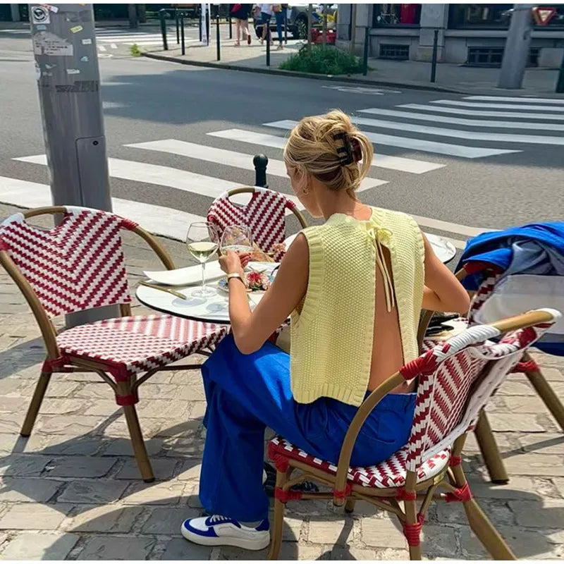 Leona - Gestricktes rückenfreies Top zum Schnüren