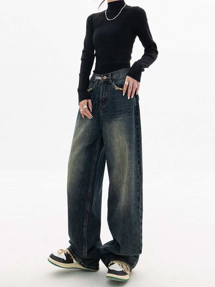 Lena - Trendy Baggy Wide Leg Jeans Damen | Jeans mit hoher Taille Lässige Streetwear