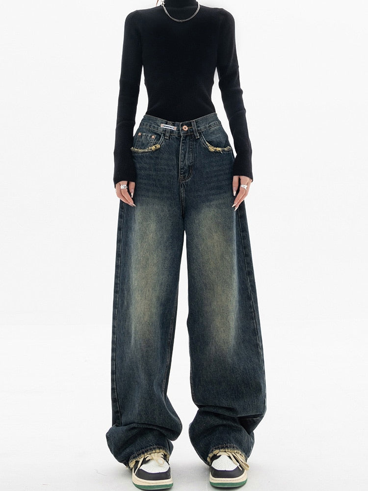 Lena - Trendy Baggy Wide Leg Jeans Damen | Jeans mit hoher Taille Lässige Streetwear