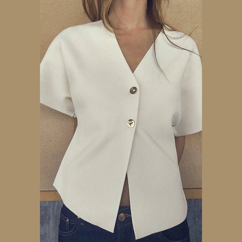 Alba - Bluse mit zwei Knöpfen - Elegante Lockere Passform