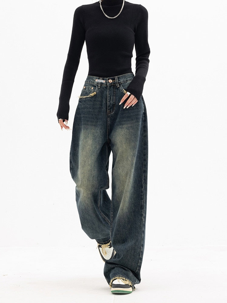 Lena - Trendy Baggy Wide Leg Jeans Damen | Jeans mit hoher Taille Lässige Streetwear