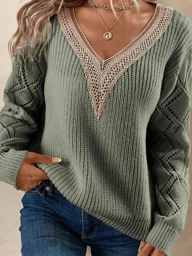 Chana | Pullover mit Spitze gestrickt