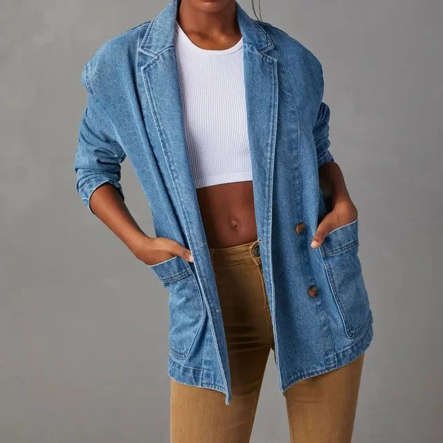 Brooke - Lässiger Herbst Jeansblazer mit Knopftaschen für Damen