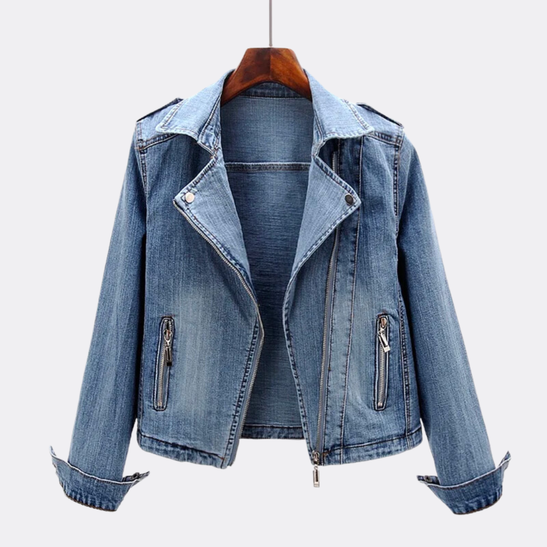 Joan - Lässige Herbst stilvolle blaue Jeansjacke für Frauen