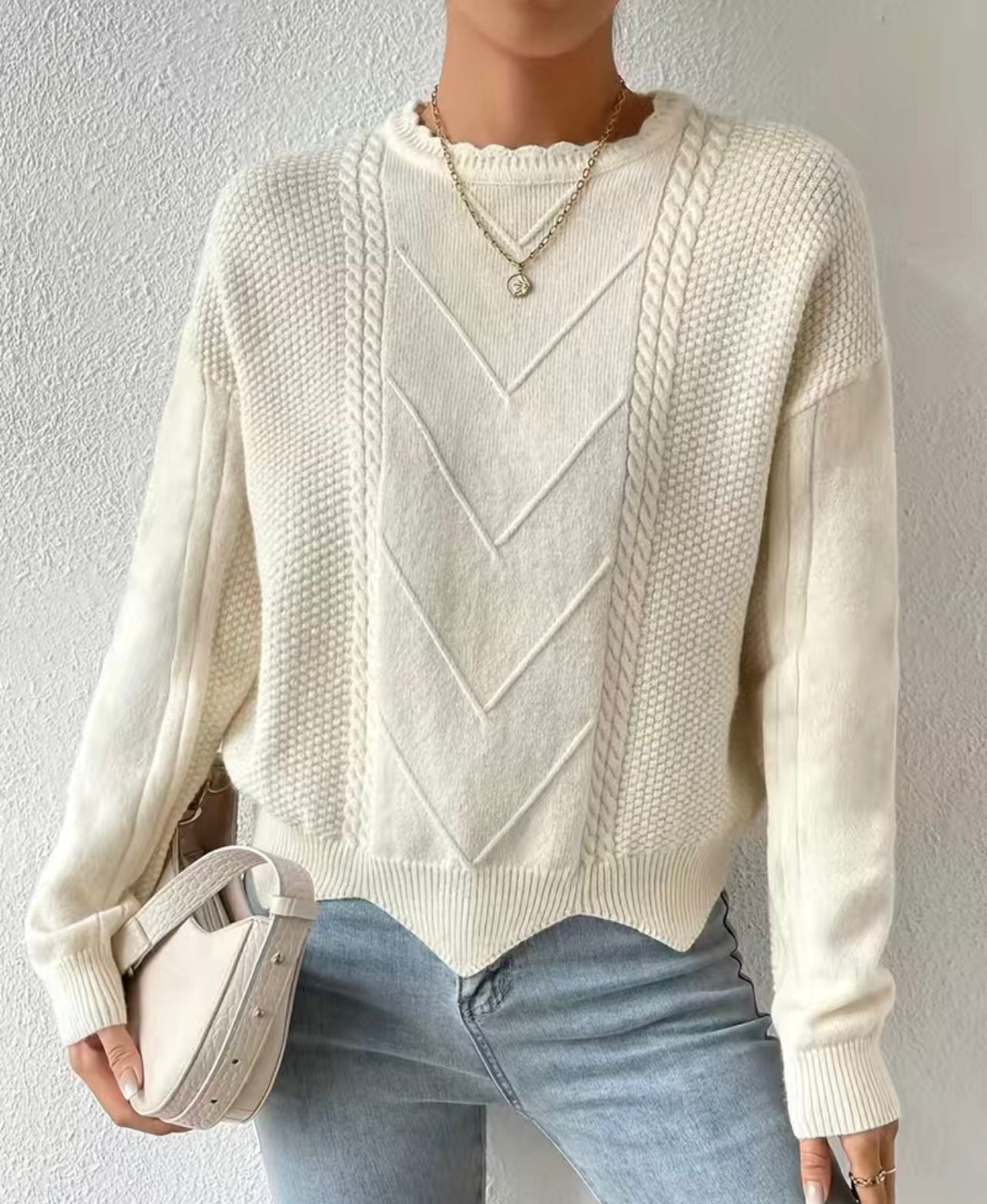 Nova - Lässiges Weiches Winter-Sweatshirt in Weiß für Damen