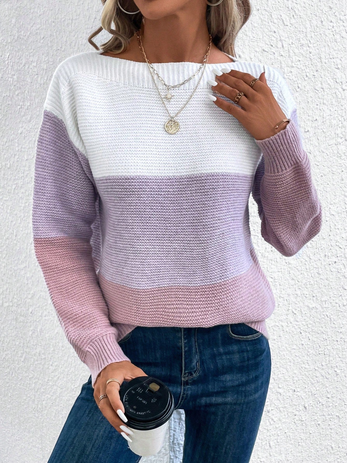 Bruna | Eleganter dreifarbiger Patchwork-Pullover für Frauen