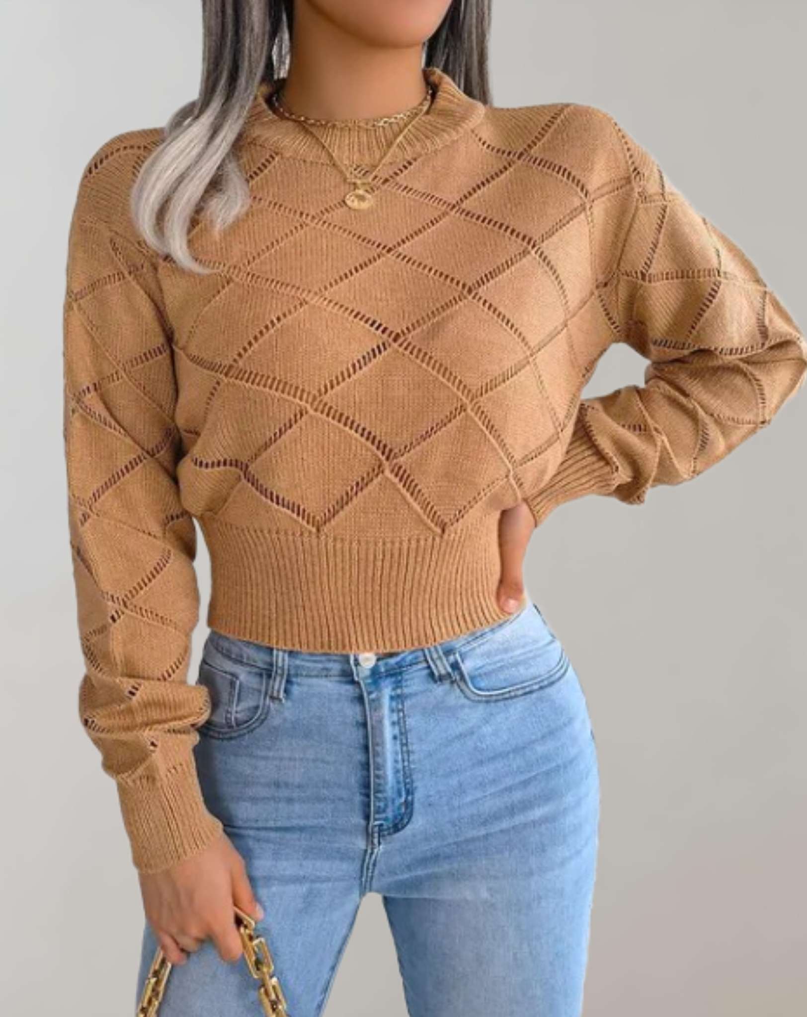 Zaina - Kurz geschnittene Strickpullover mit Rundhalsausschnitt