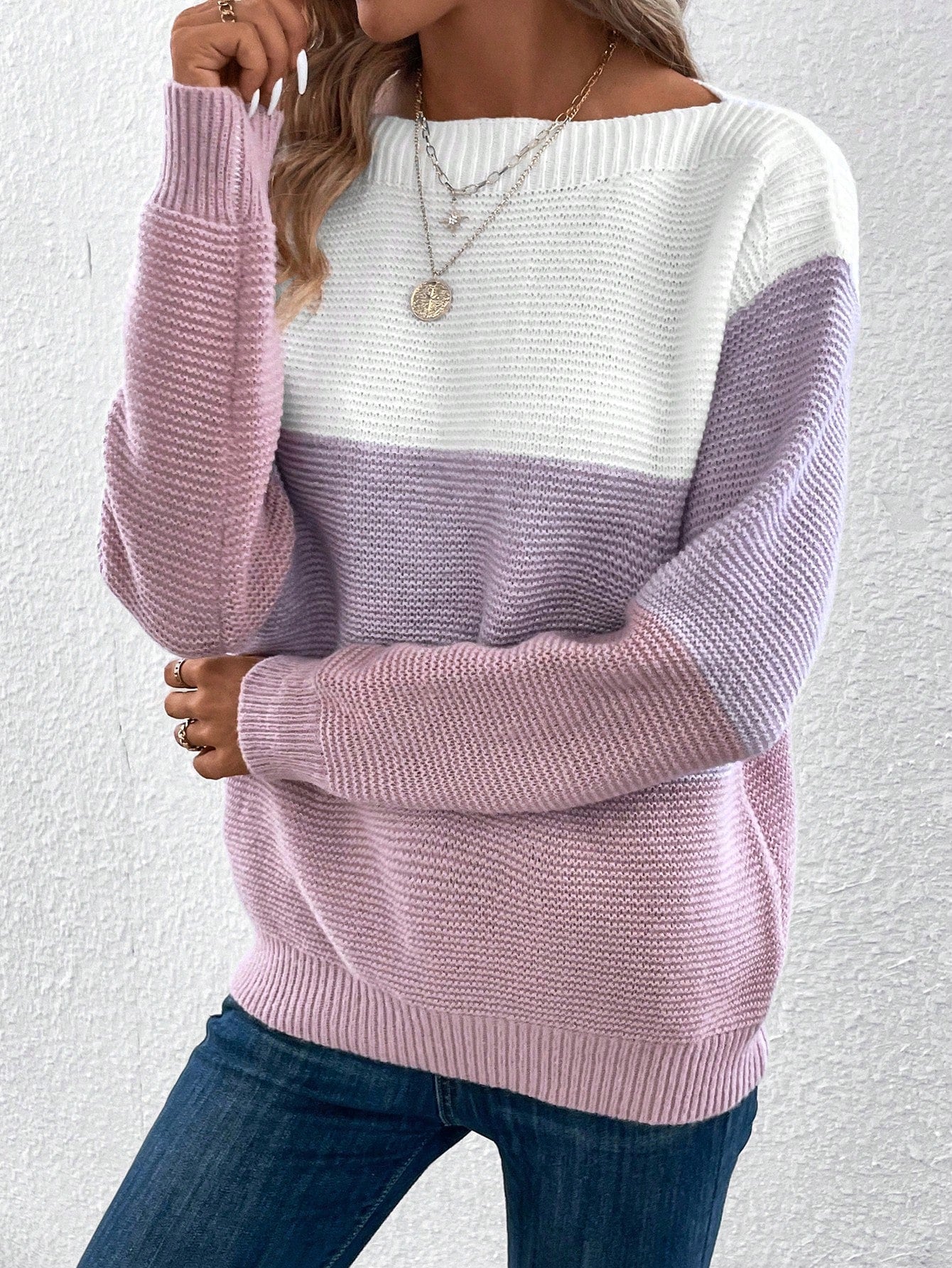 Bruna | Eleganter dreifarbiger Patchwork-Pullover für Frauen