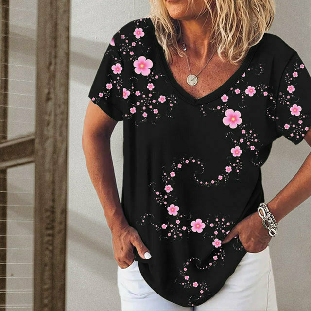 Lässiges T-Shirt Mit Blumendruck