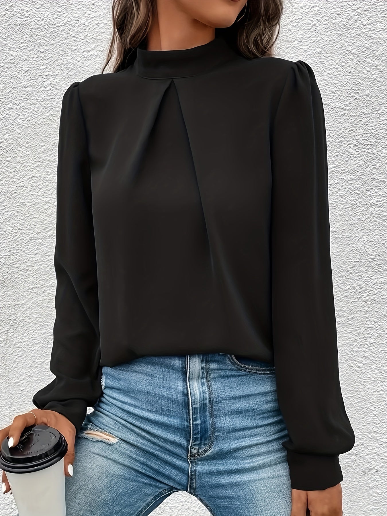 Kaliyah - Elegante Schicke Herbst Bluse in Schwarz für Damen