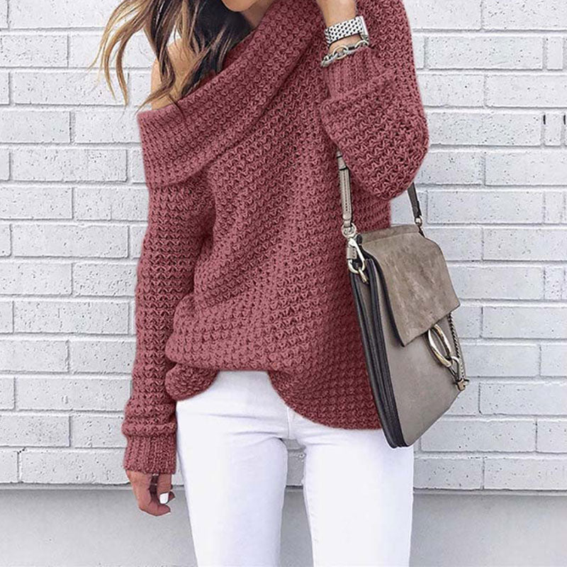 Brielle - Lässiger Herbst Strickpullover mit weitem Ausschnitt für Damen