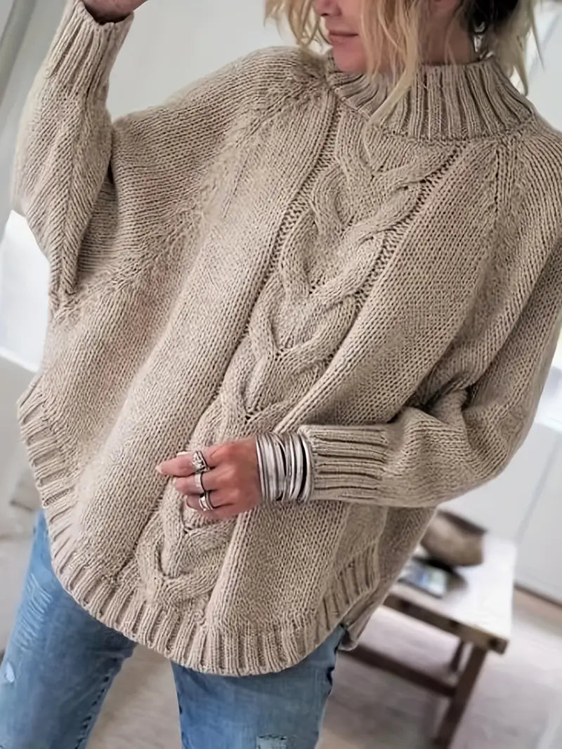 Lily - Vintage Pullover mit geschwungenem Saum und Fledermausärmeln