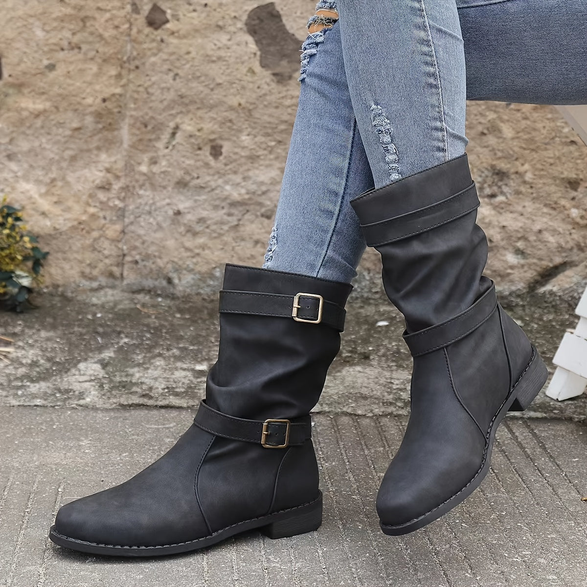 Julie - Lässige Herbst Vintage Slouchy Schnallen Stiefeletten für Damen